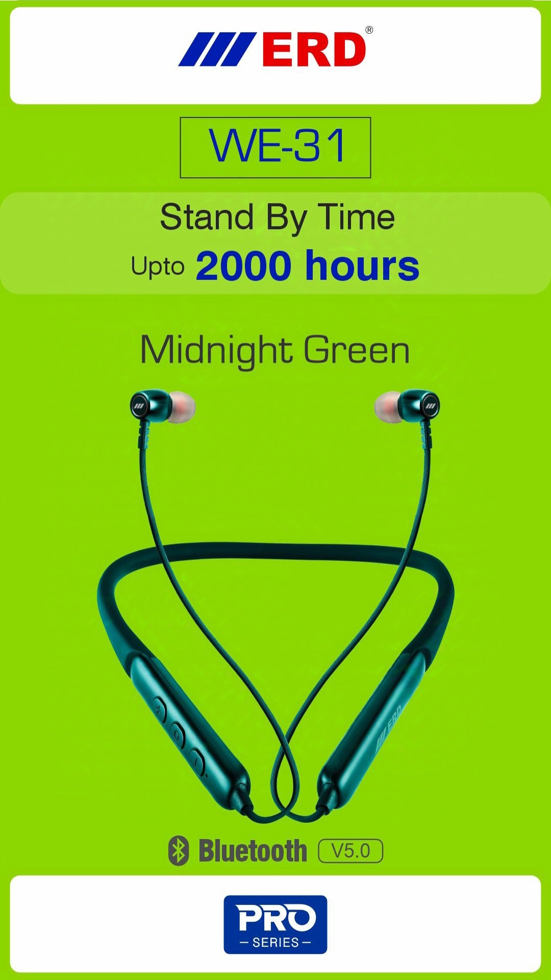 ERD WE-31 PRO Wireless Neckband – Best for Running & Gym, IPX5 Waterproof