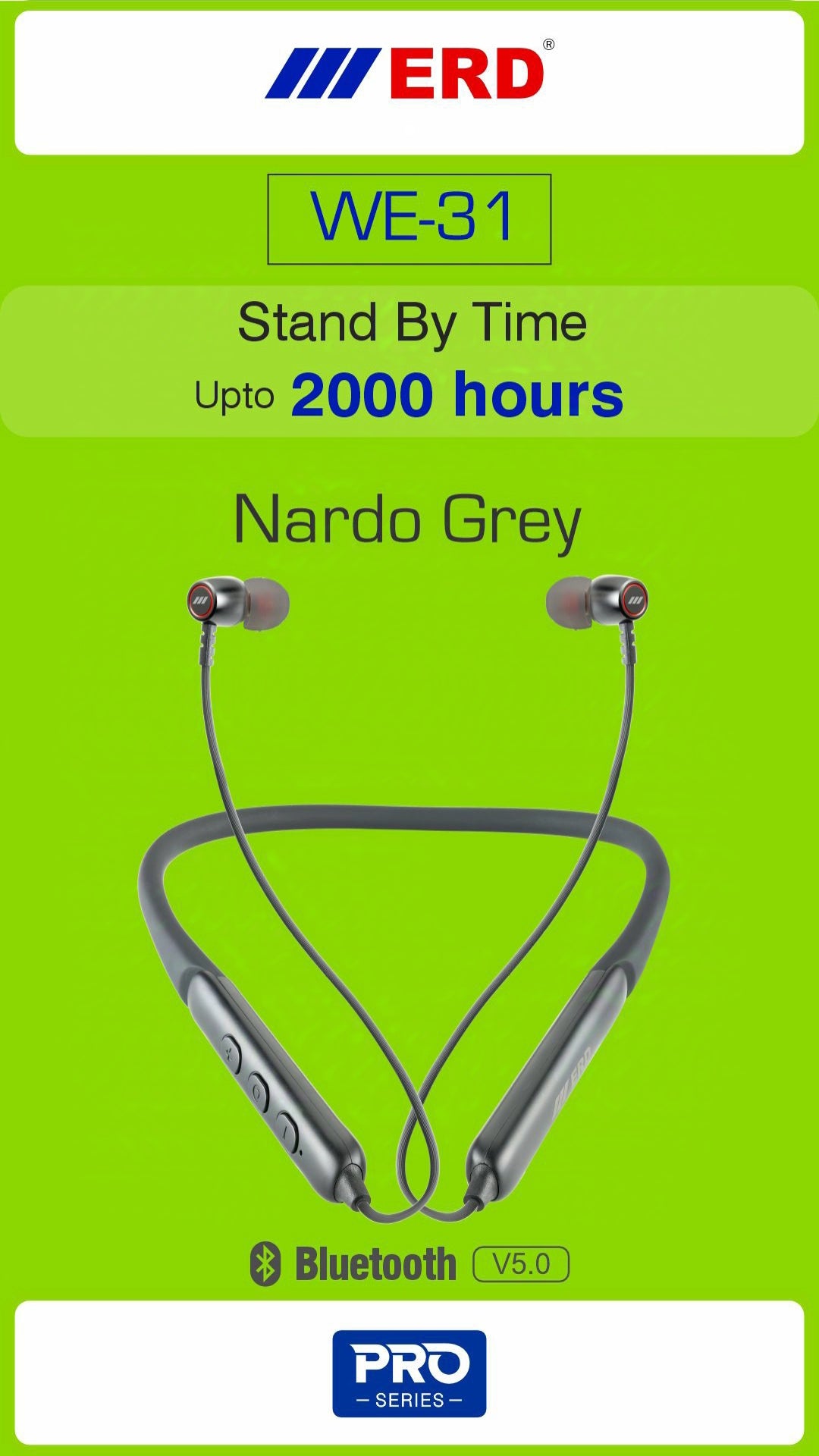 ERD WE-31 PRO Wireless Neckband – Best for Running & Gym, IPX5 Waterproof