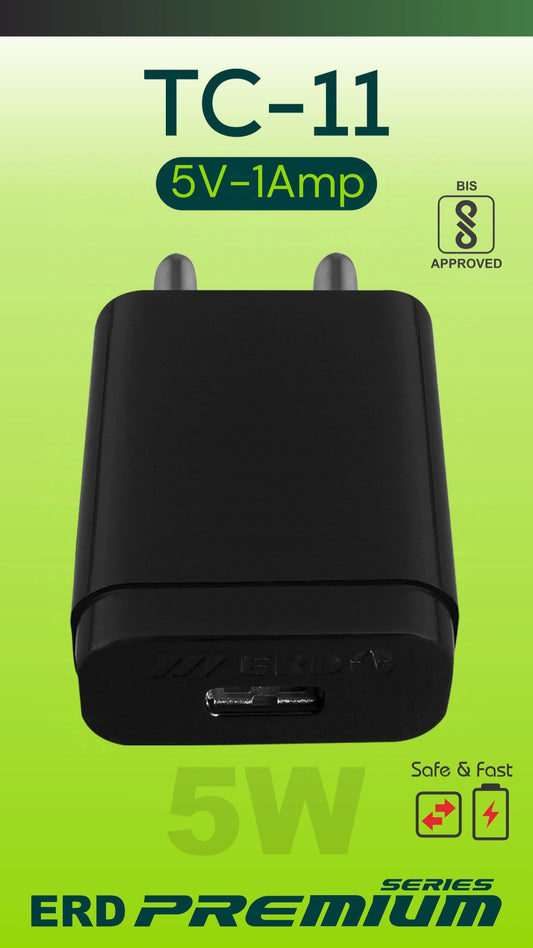 ERD TC-11 5V 1A Wall Charger with 1m Micro USB Cable | Universal Compatibility